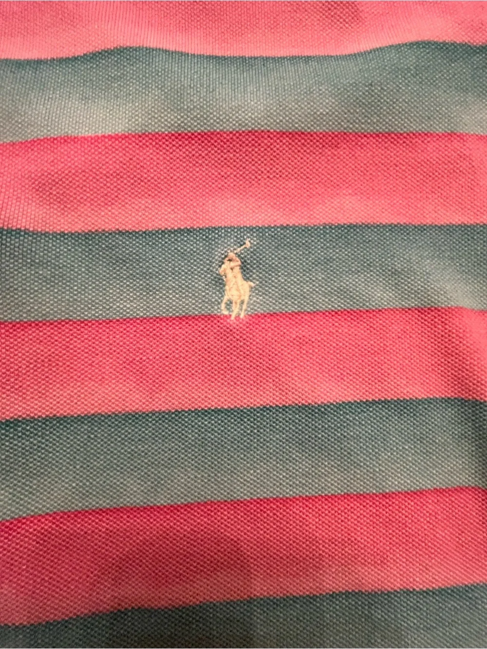 Vintage Ralph Lauren Striped Polo in Mint Green & Coral Pink
